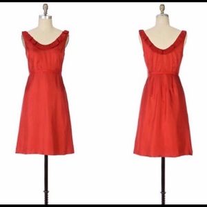 Anthropologie NWT Moulinette Soeurs Red Silk Dress